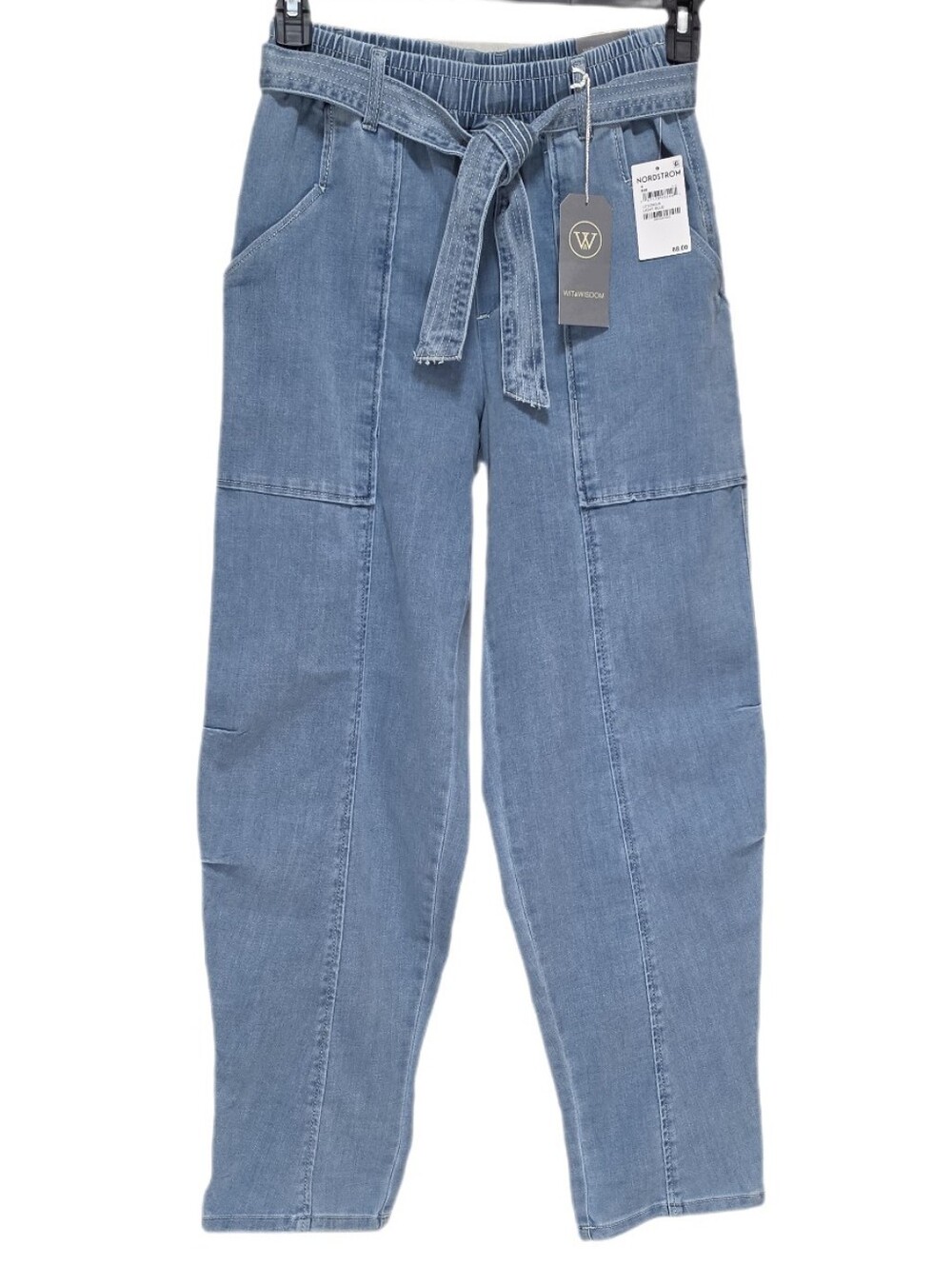 Wit & Wisdom Pull On Utility Barrel Leg Jeans Tie-Belt Skyrise Ab Solution 4